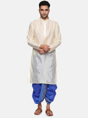 Men Blue Colour Art Silk Kurta Dhoti Pant Set