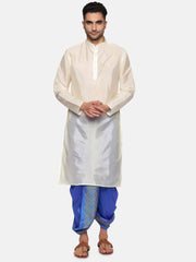 Men Blue Colour Art Silk Kurta Dhoti Pant Set