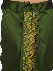 Men Green Colour Art Silk Kurta Dhoti Pant Set