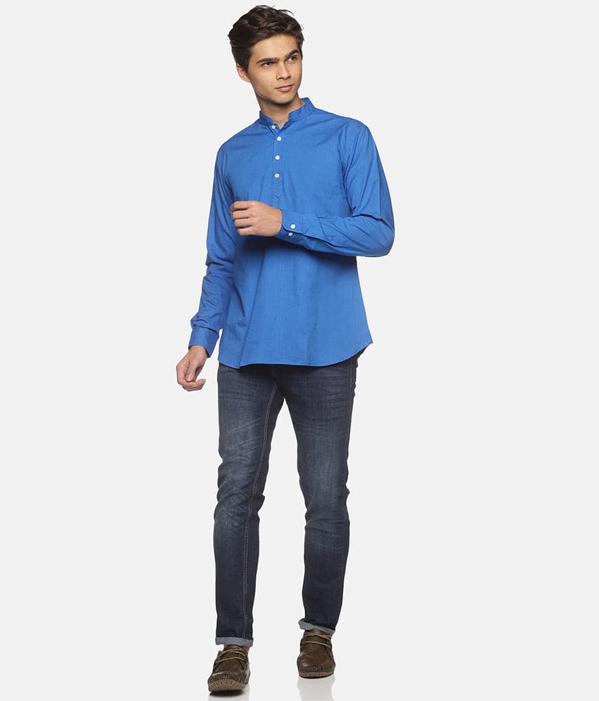 Men Solid Colour Slub Cotton Kurta