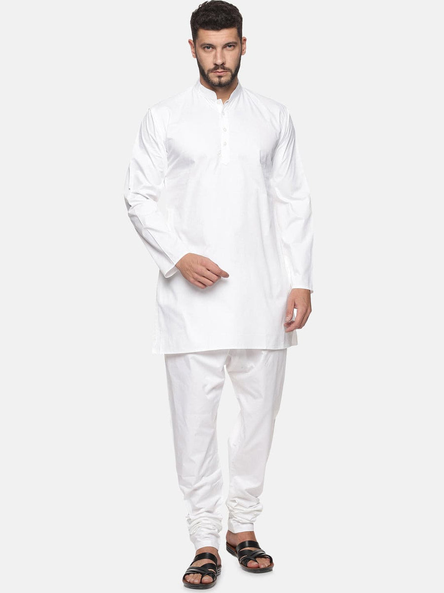 Men White Colour Cotton Kurta Pyjama Set