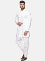 Men White Colour Cotton Kurta Pyjama Set