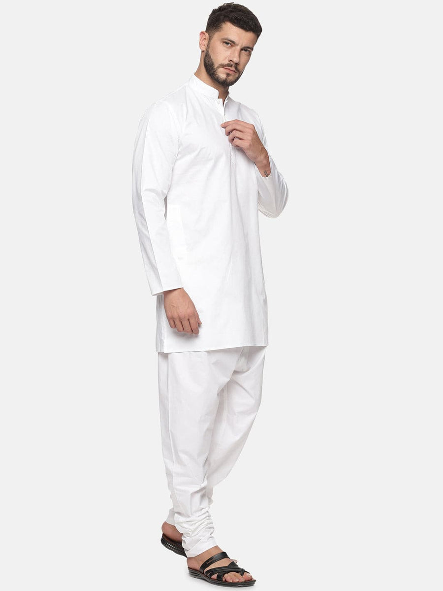 Men White Colour Cotton Kurta Pyjama Set