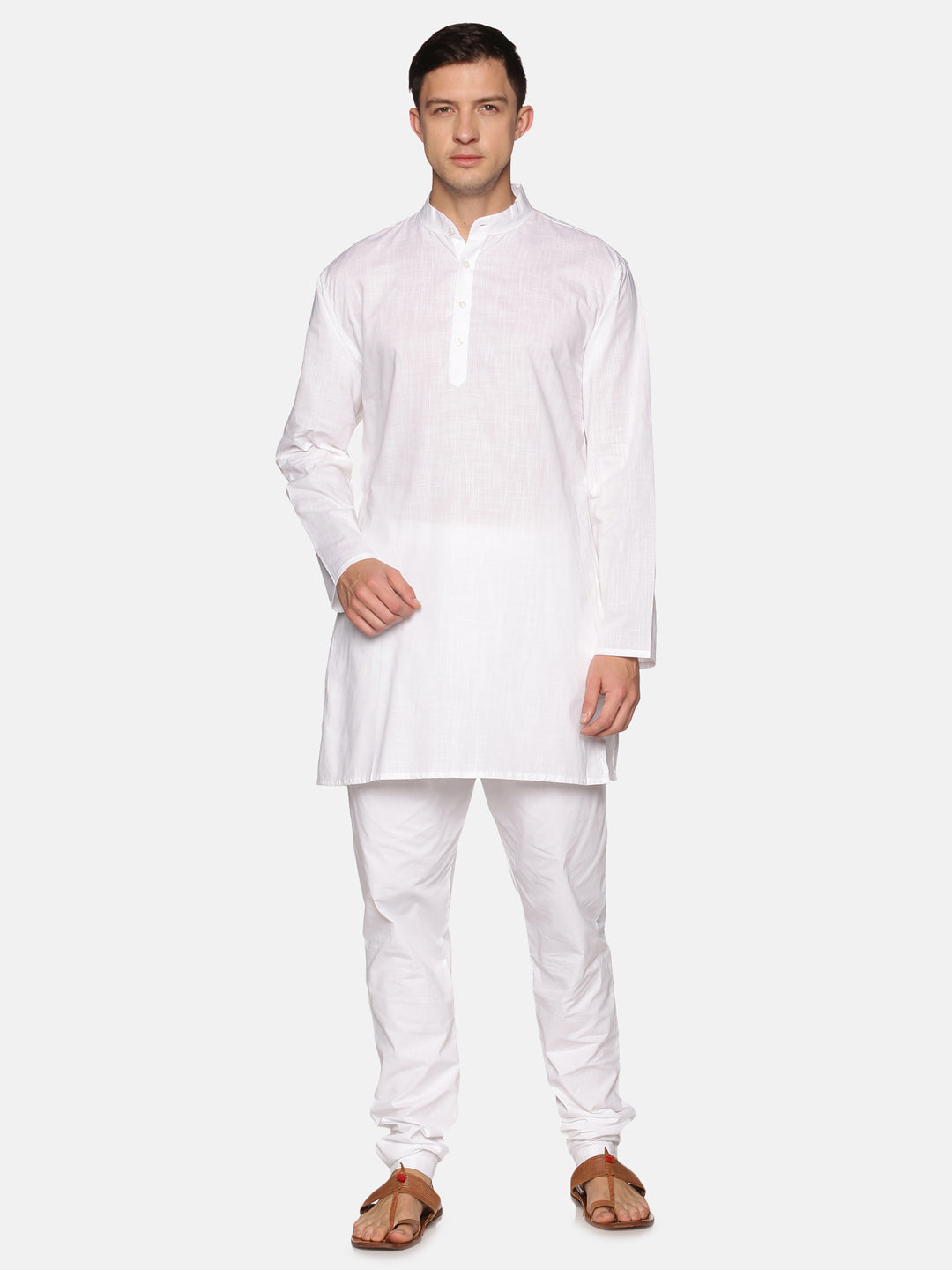 Men White Colour Cotton Kurta Pyjama Set