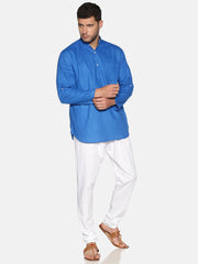 Men Blue Colour Cotton Kurta Pyjama Set.