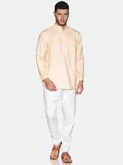 Men Solid Colour Slub Cotton Kurta Pyjama Set