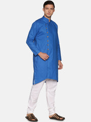 Men Solid Colour Slub Cotton Kurta Pyjama Set