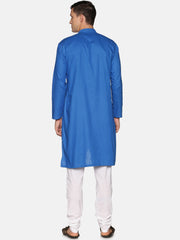 Men Solid Colour Slub Cotton Kurta Pyjama Set