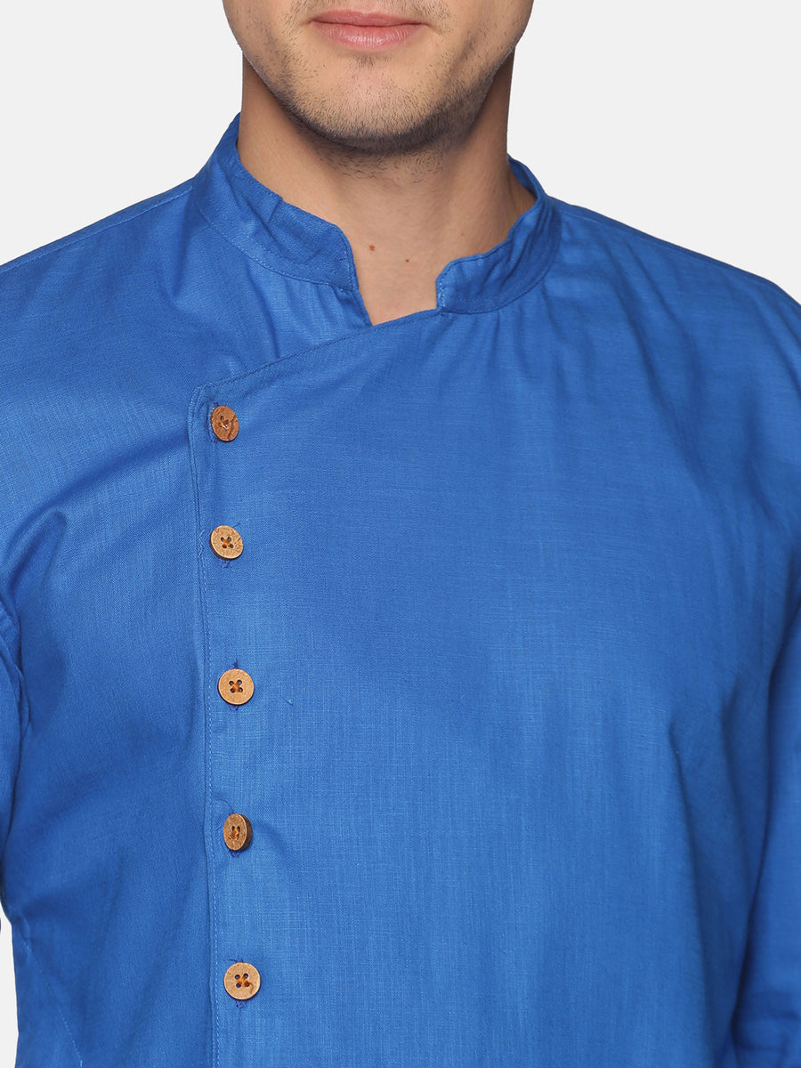 Men Solid Colour Slub Cotton Kurta Pyjama Set