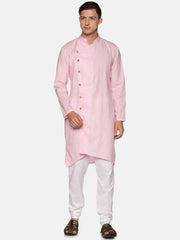 Men Solid Colour Slub Cotton Kurta Pyjama Set