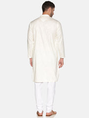 Men Slub Cotton Cream Colour Designer Kurta.