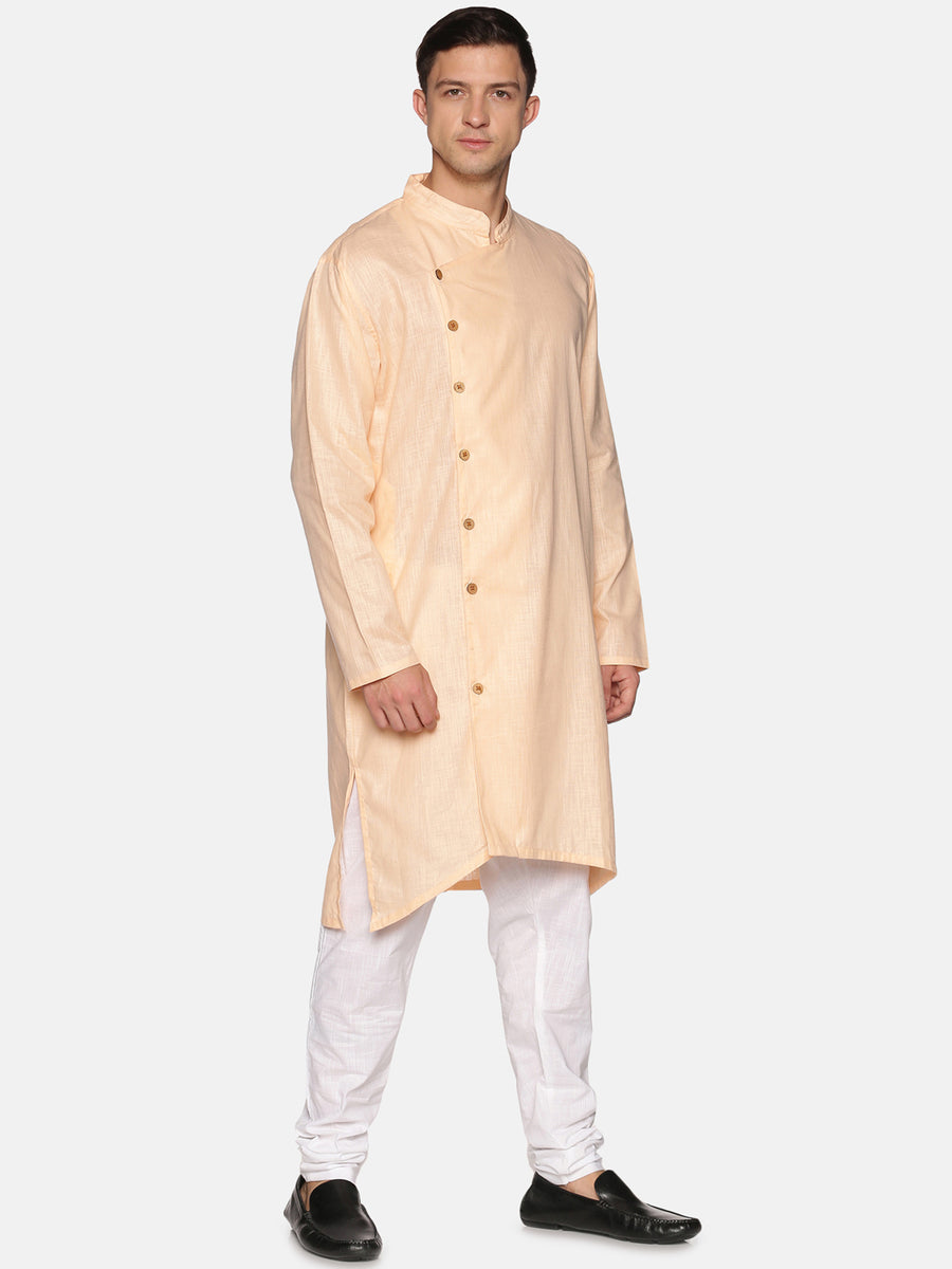 Men Orange Colour Cotton Kurta Pyjama Set.