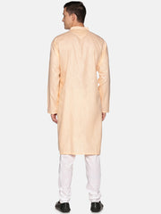 Men Orange Colour Cotton Kurta Pyjama Set.