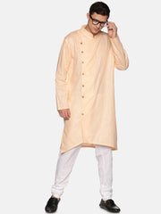 Men Orange Colour Cotton Kurta Pyjama Set.