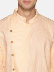 Men Orange Colour Cotton Kurta Pyjama Set.