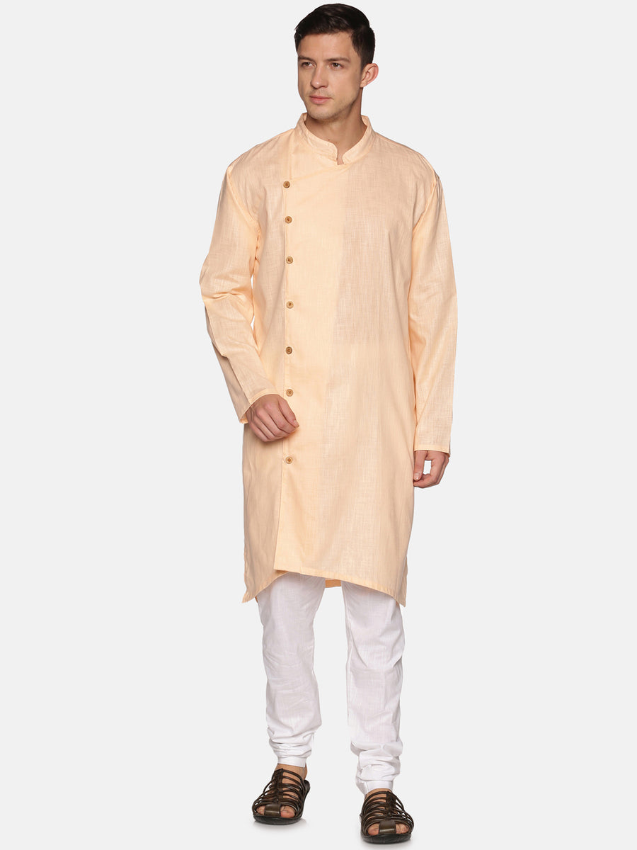 Men Solid Colour Slub Cotton Kurta Pyjama Set