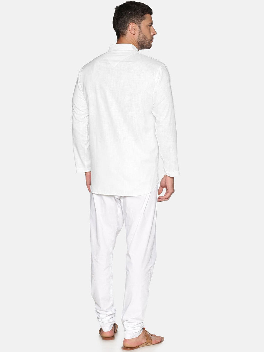 Men White Colour Cotton Kurta Pyjama Set