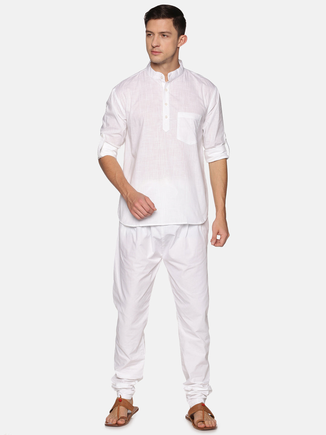 Men White Colour Cotton Kurta Pyjama Set