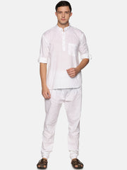 Men White Colour Cotton Kurta Pyjama Set