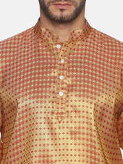 Men Gold Colour Polyester Kurta Pyjama Set