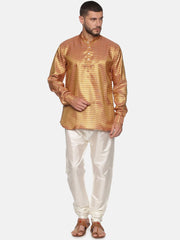 Men Gold Colour Polyester Kurta Pyjama Set