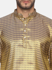 Men Gold Colour Polyester Kurta Pyjama Set