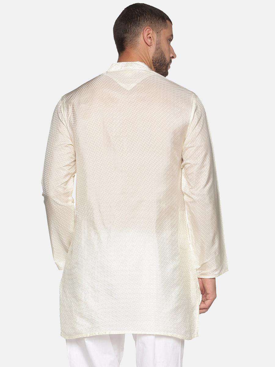 Men Jacquard Rectangle Self Design Long Kurta.