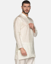 Men Off White Colour  Polyester Viscose Kurta.