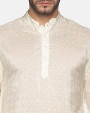 Men Off White Colour  Polyester Viscose Kurta.