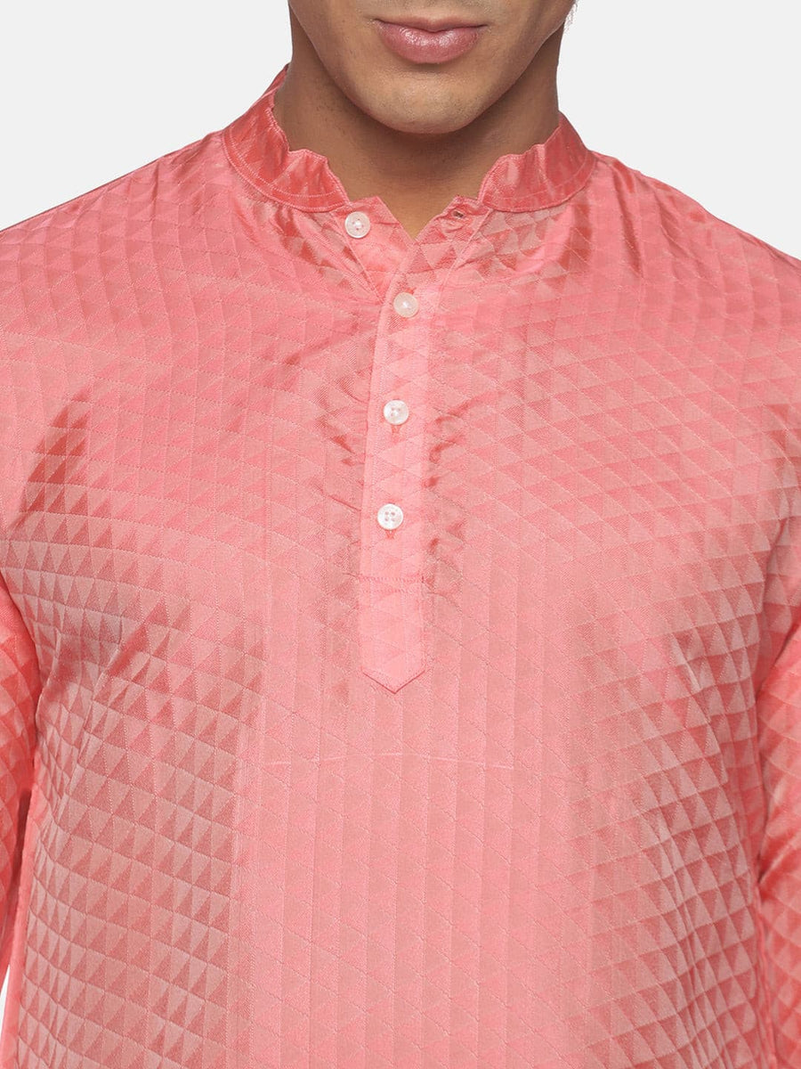 Men Art Silk Self Design Solid Colour Kurta Pyjama Set