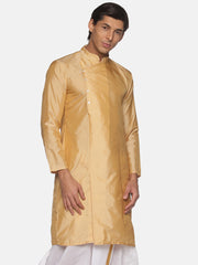 Men Butter Silk Biscuit Colour Designer Kurta.