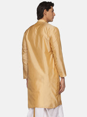 Men Butter Silk Biscuit Colour Designer Kurta.