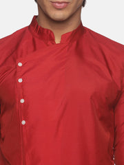 Men Maroon Colour Polyester Kurta Dhoti  Set.