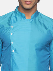 Men Blue Colour Polyester Kurta Dhoti  Set.