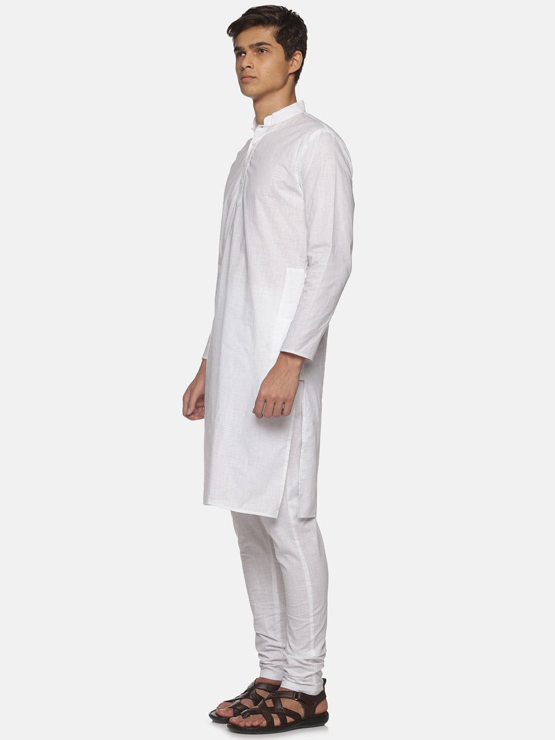 Men White Colour Cotton Kurta Pyjama Set.