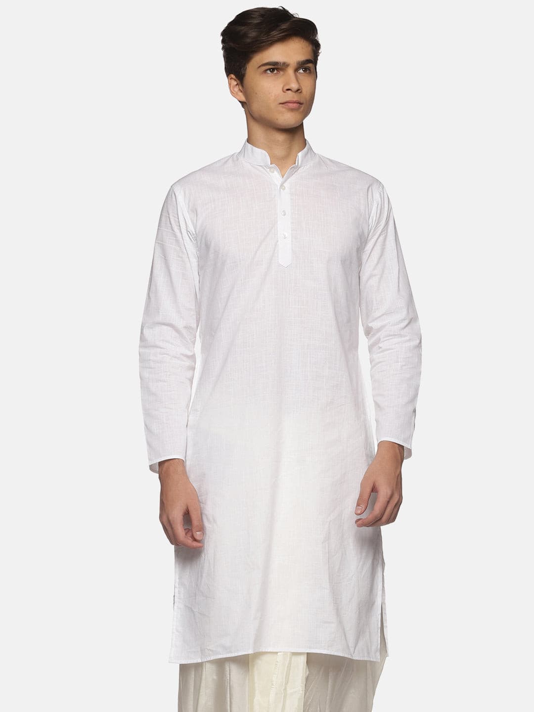 Men White Colour Slub Cotton Kurta