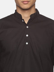 Men Black Colour Cotton Kurta Pyjama Set