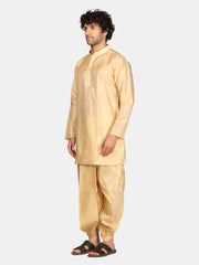 Men Artsilk Kurta Dhoti Pant Set