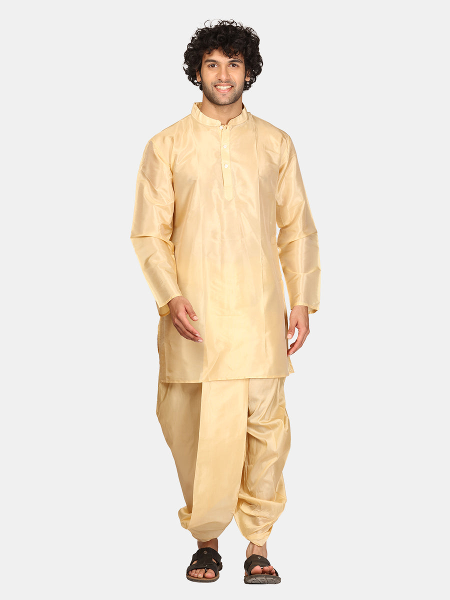 Men Artsilk Kurta Dhoti Pant Set